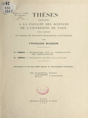 cover image of Recherches sur la ramification des ampélidacées